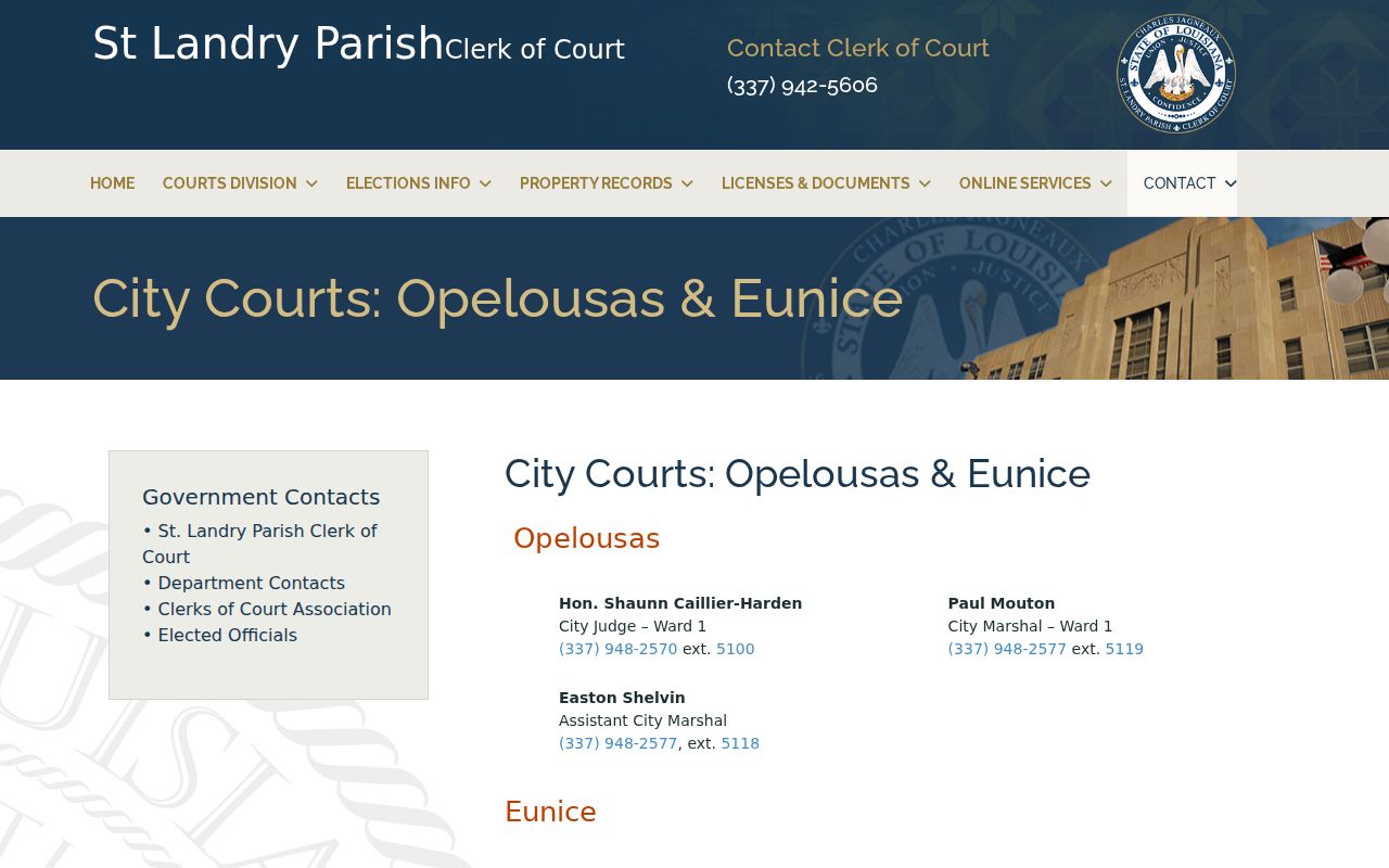 Eunice court records current City Court contact source