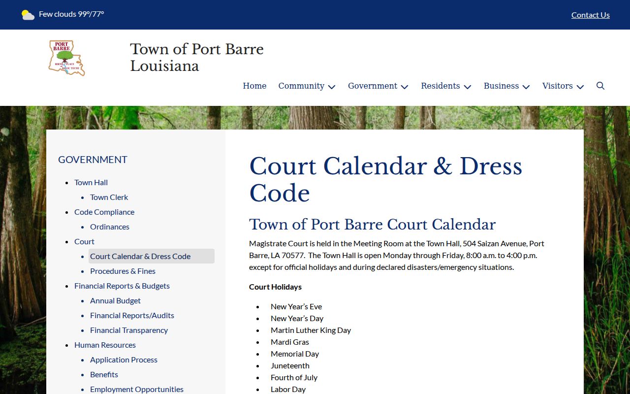 Port Barre court records courtroom calendar source