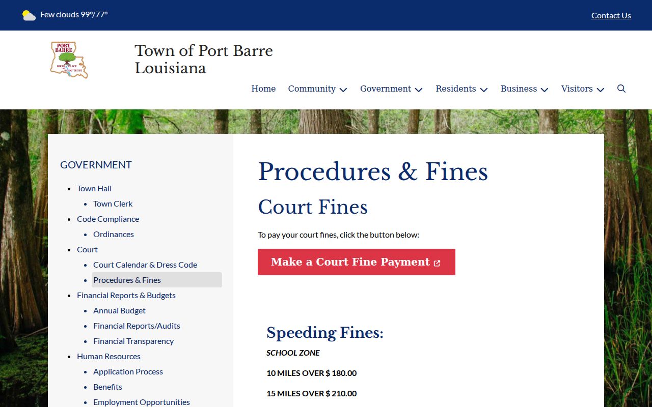 Port Barre court records procedures and fines source