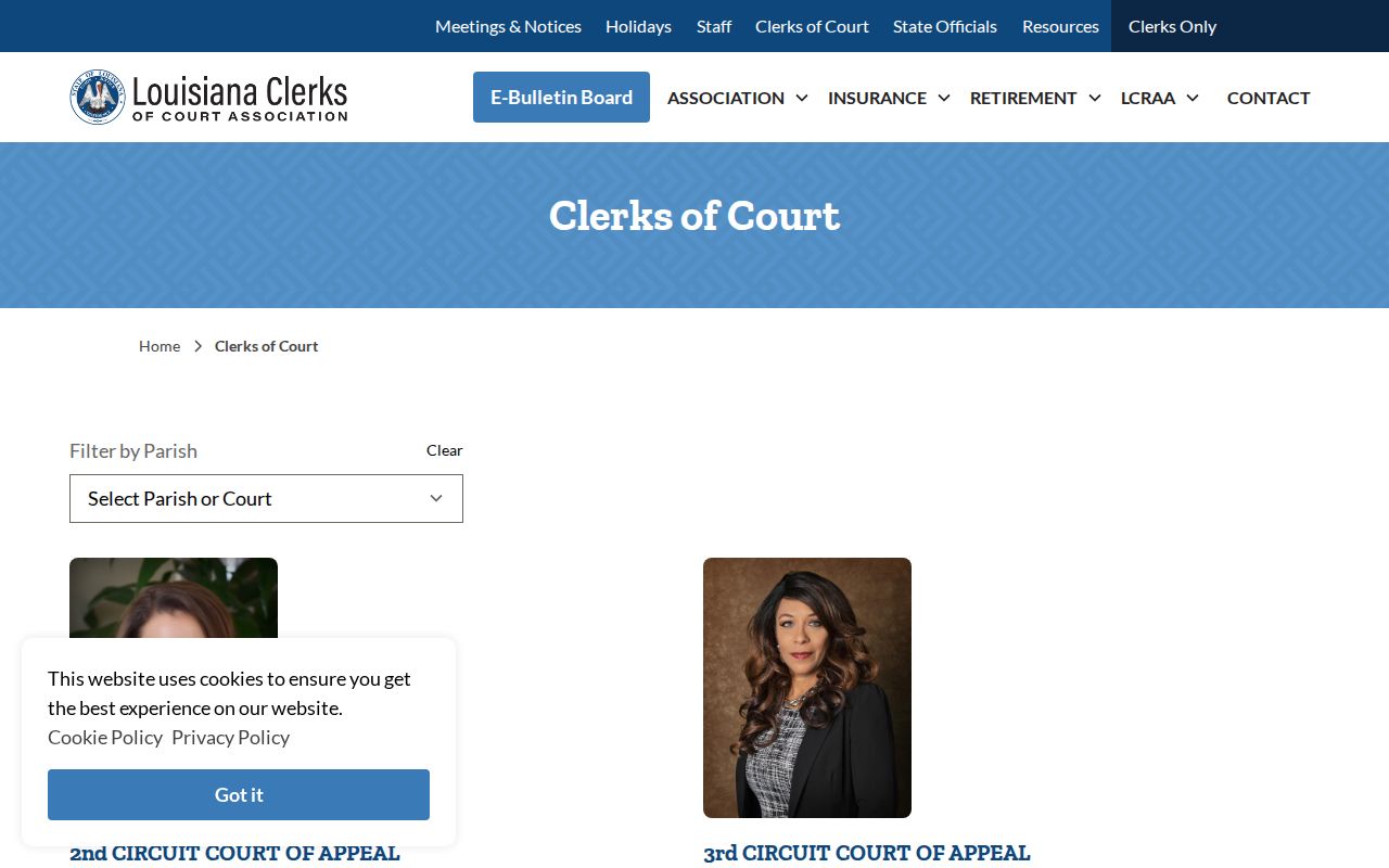 St. Landry Parish court docket clerk directory reference