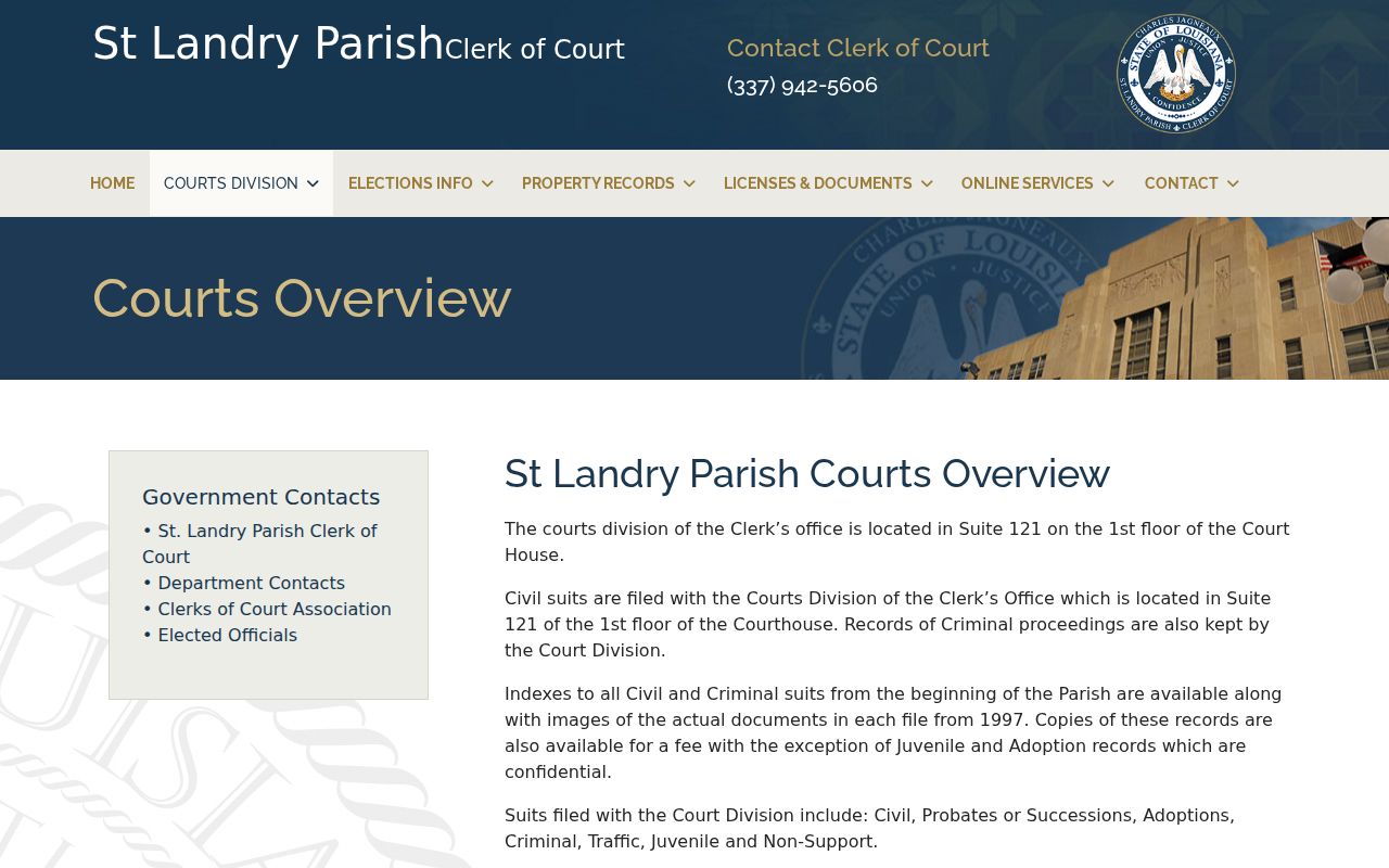 St. Landry Parish court docket records information from the Courts Division