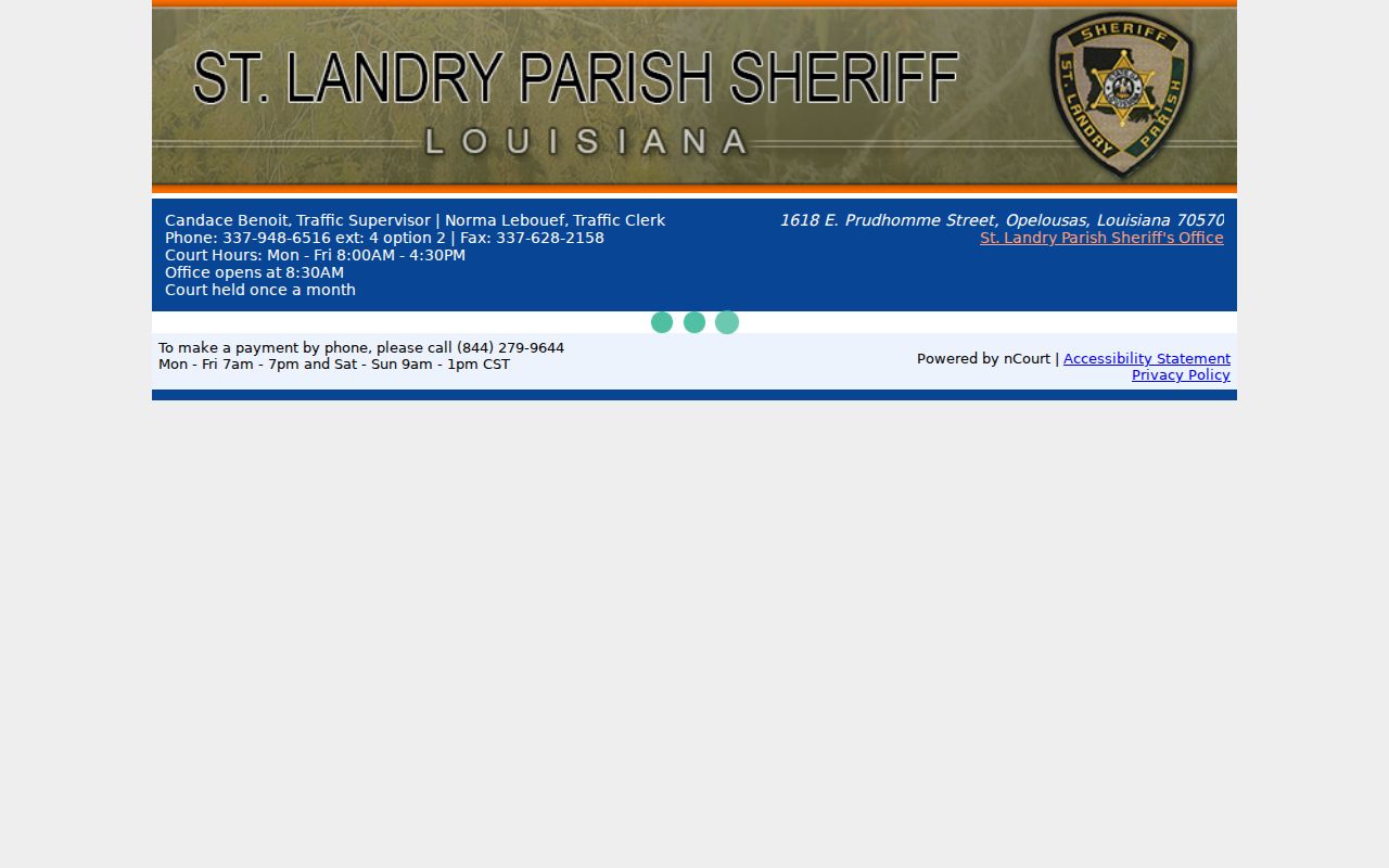 St. Landry Parish traffic court nCourt payment contact page